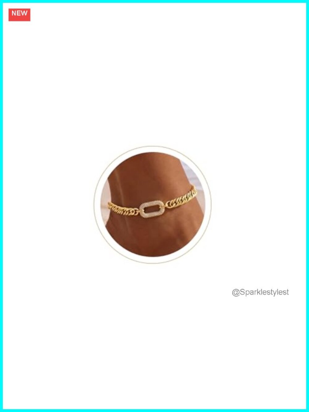 14K Gold Plated Anklet Waterproof Cuban Link Adjustable Ankle Bracelet